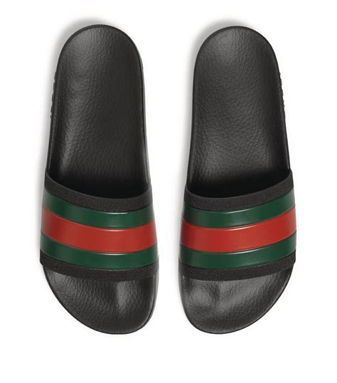 mens gucci stripe slides|Gucci inspired men's slides.